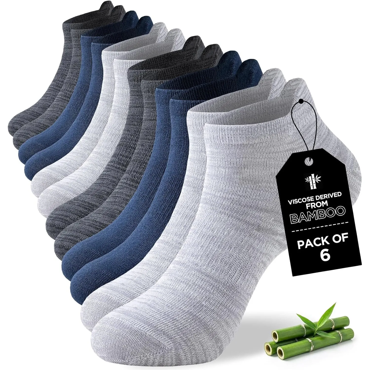 Niorasen Bambus Sneaker Socken für Damen & Herren, 6 Paar | 90% Bambusviskose, atmungsaktiv und feuchtigkeitsableitend;…