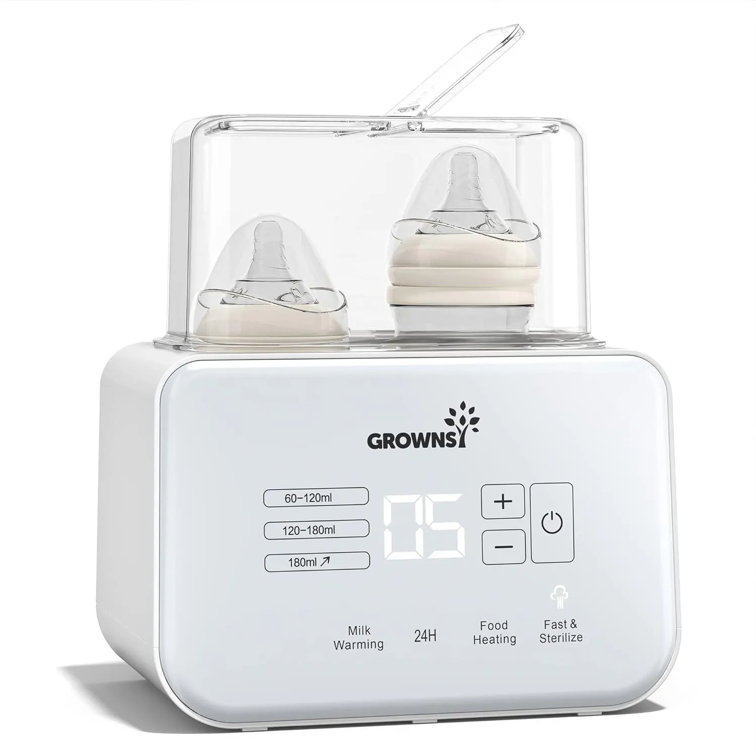 Grownsy Doppel Flaschenwärmer Baby, 9-in-1 Flaschenwärmer mit Sterilisator