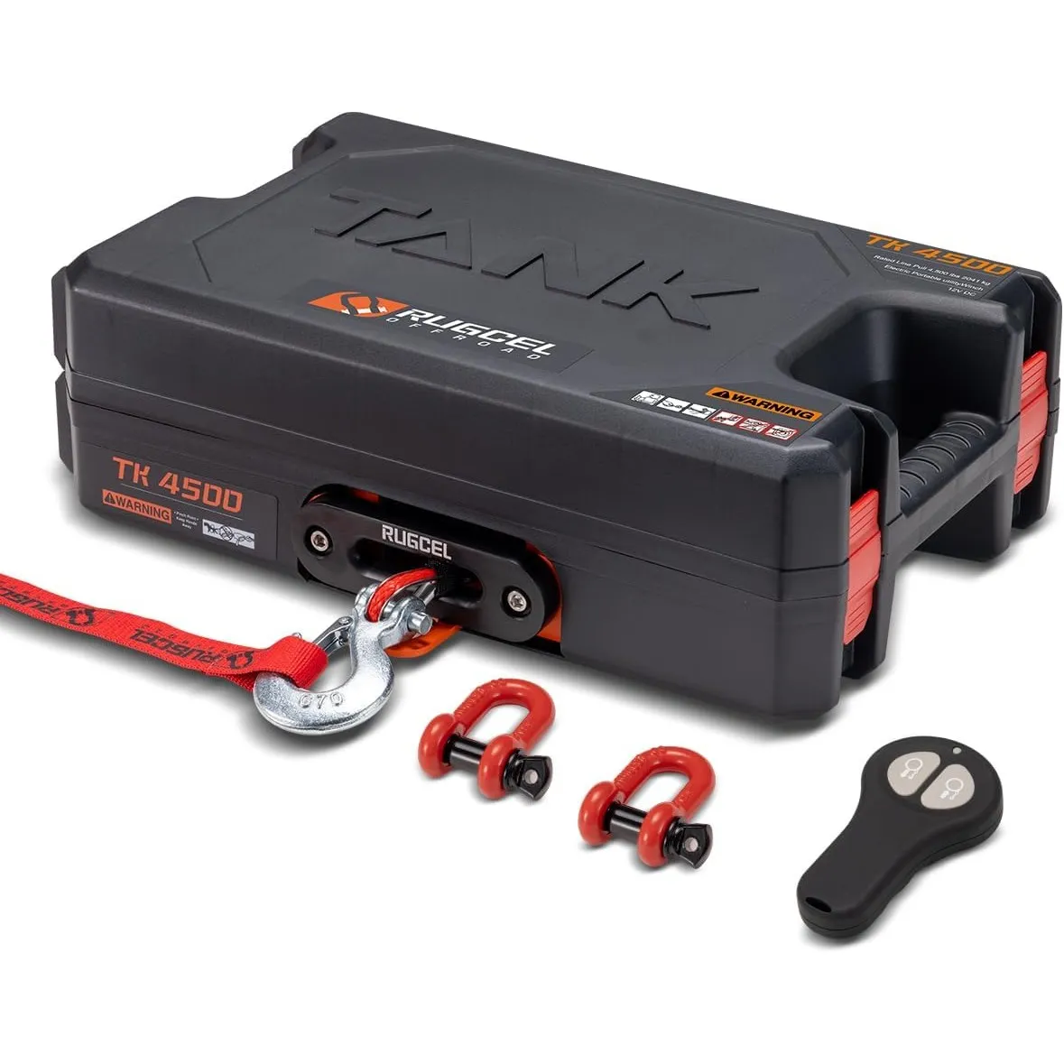 RUGCEL WINCH Elektrische Seilwinde 2041 kg (4500 lbs), 12V DC, IP67 Wasserdicht, Synthetikseil, Stahl-Montageplatte, Ha…