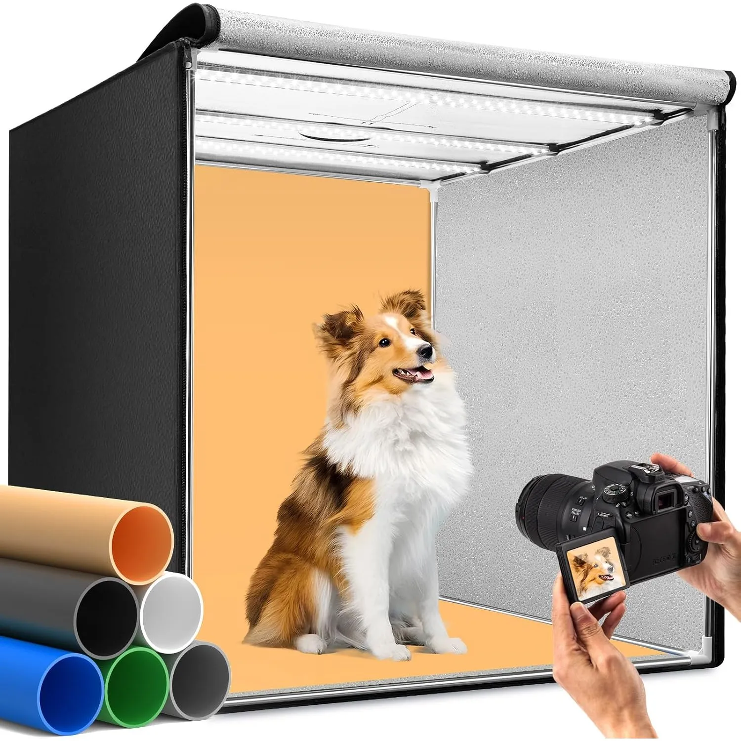 DUCLUS Fotobox 80 cm (32 Zoll), Professionelles Faltbares Fotostudio Set