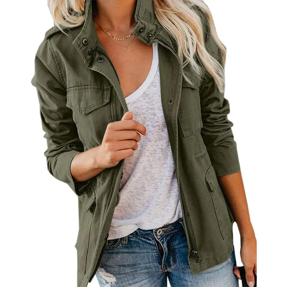 Imily Bela Übergangsjacke Damen Leichte sommerjacke Herbst Stehkragen Jacket Boyfriend Parka Sommerjacke Elegant leicht…