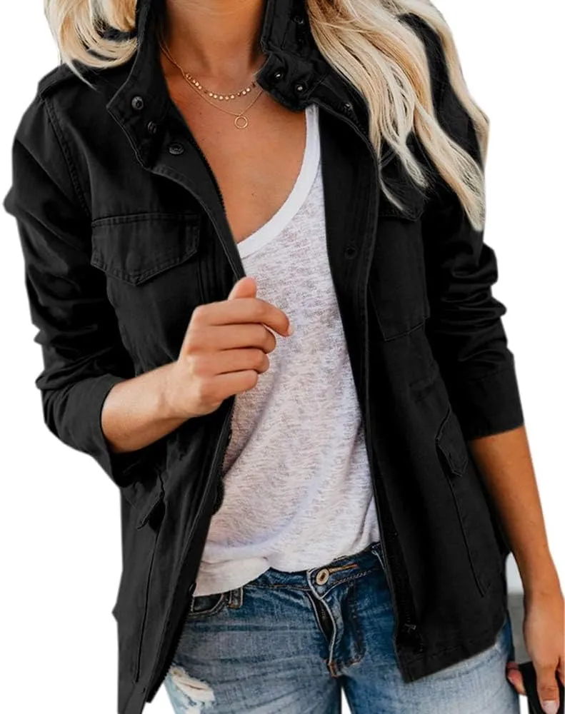 Imily Bela Übergangsjacke Damen Leichte sommerjacke Herbst Stehkragen Jacket Boyfriend Parka Sommerjacke Elegant leicht…
