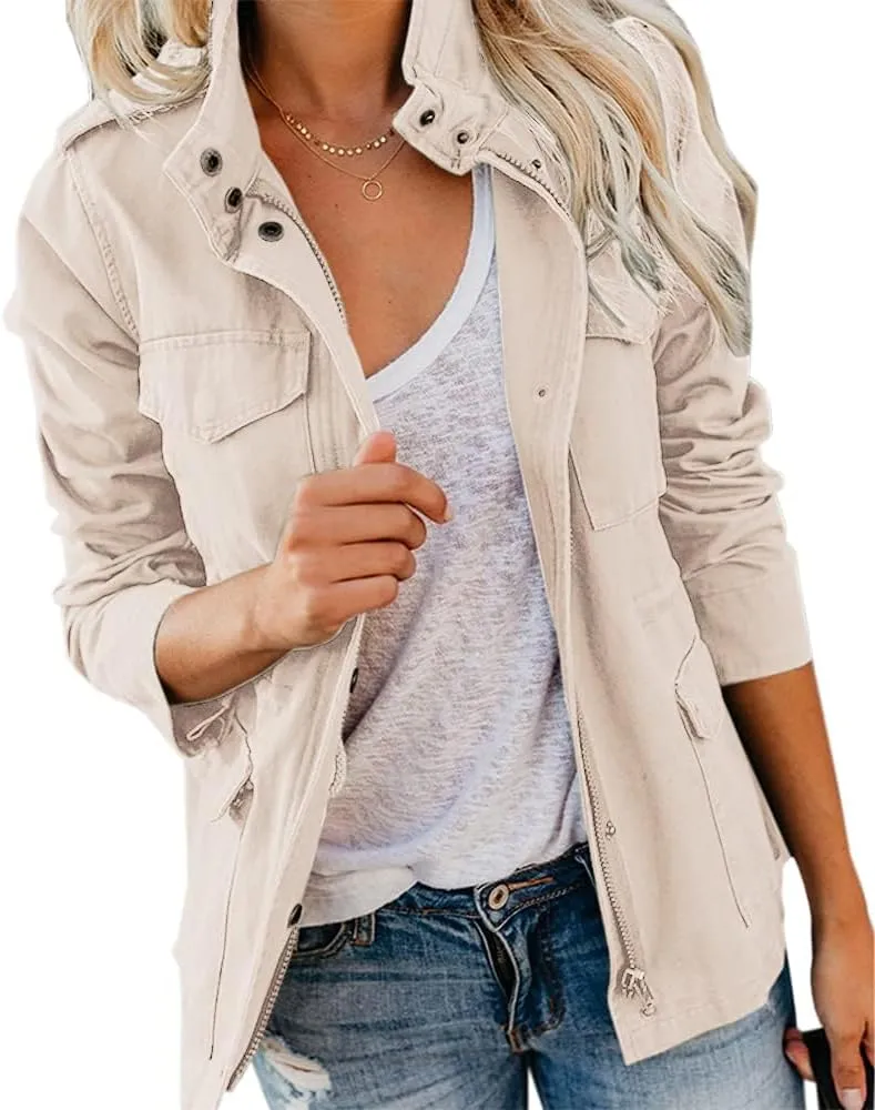 Imily Bela Übergangsjacke Damen Leichte sommerjacke Herbst Stehkragen Jacket Boyfriend Parka Sommerjacke Elegant leicht…