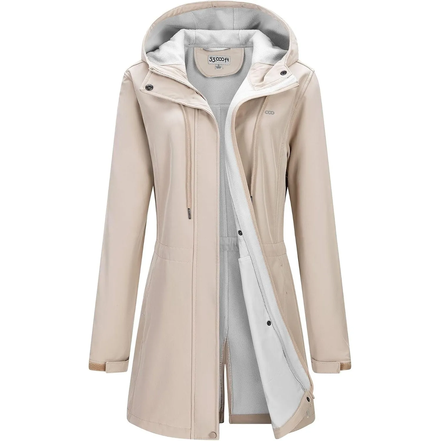 33,000ft Damen Leichte Wasserdichte Softshell Regenjacke Lange Funktionsjacke Übergangsjacke Windjacke Atmungsaktive Re…