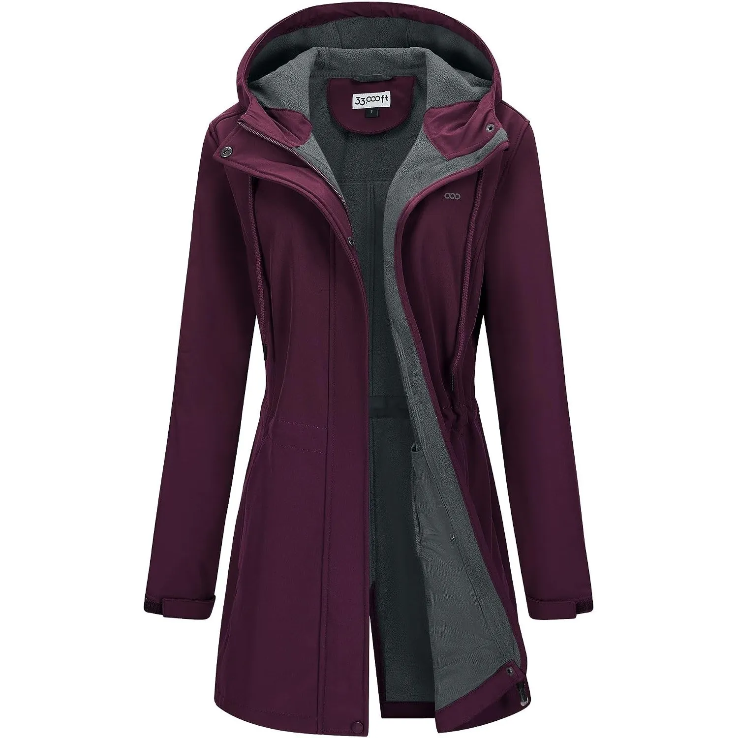 33,000ft Damen Leichte Wasserdichte Softshell Regenjacke Lange Funktionsjacke Übergangsjacke Windjacke Atmungsaktive Re…