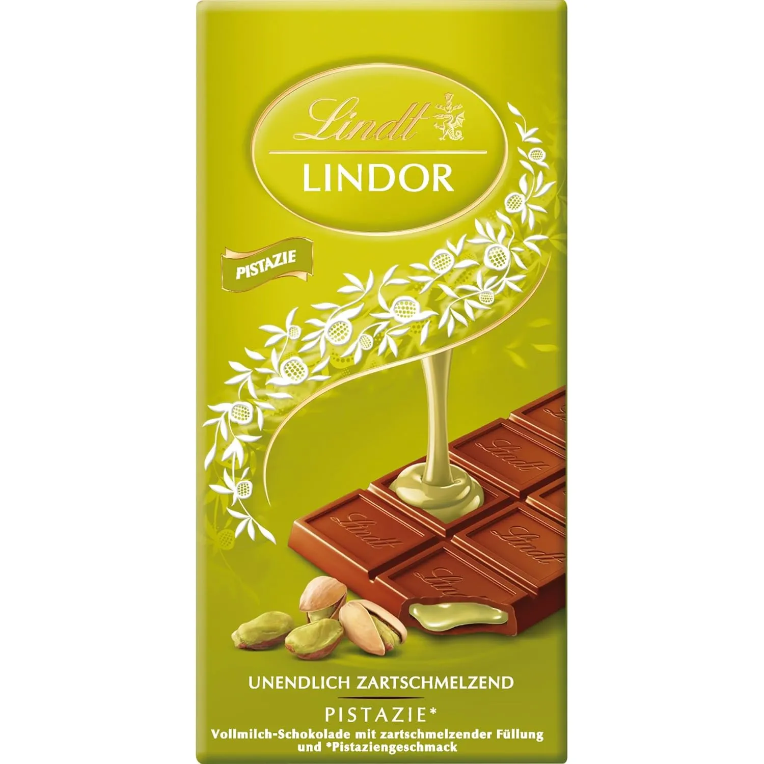 Lindt Schokolade | LINDOR Tafel Pistazie | 100g | feinste Vollmilch-Schokolade mit einer unendlich zartschmelzenden Pis…