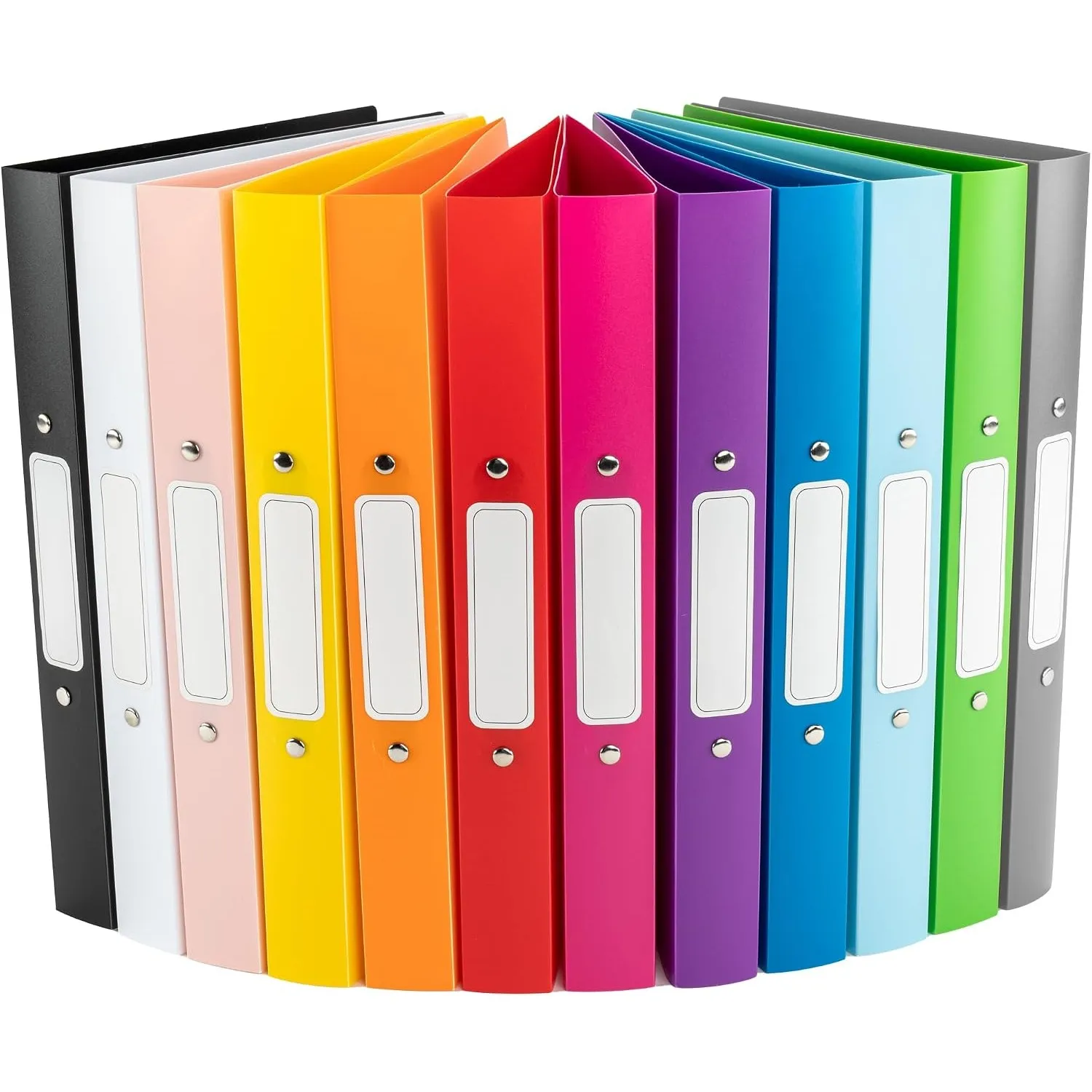 OfficeTree 12x Ringbuch A4 Set - 12 Farben - 2-Ring-Mechanik - Ringmappe A4 Rückenbreite 3,5cm - Ringhefter aus robuste…