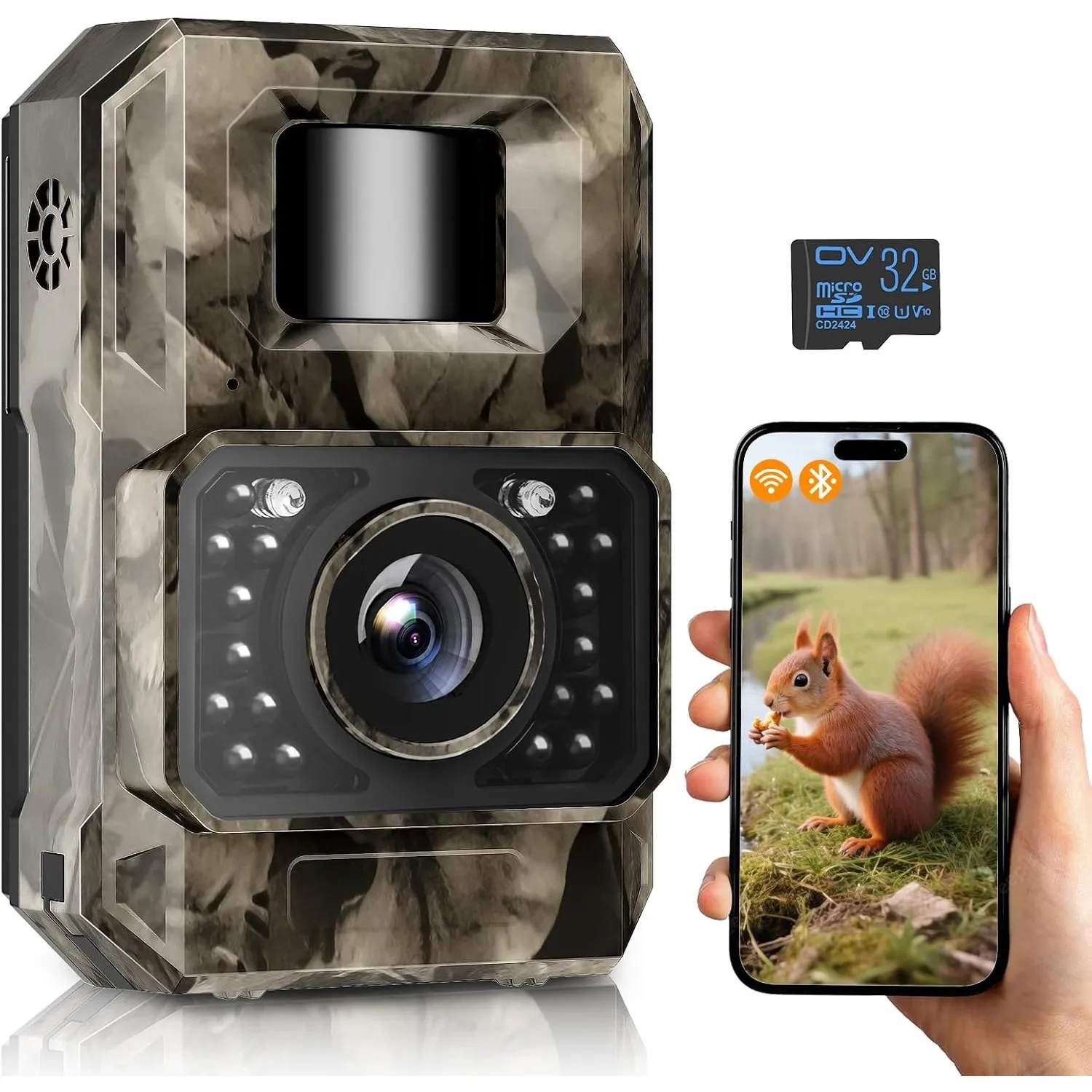 MAXDONE Wildkamera mit Bewegungsmelder Nachtsicht, 4K 64MP Wildtierkamera