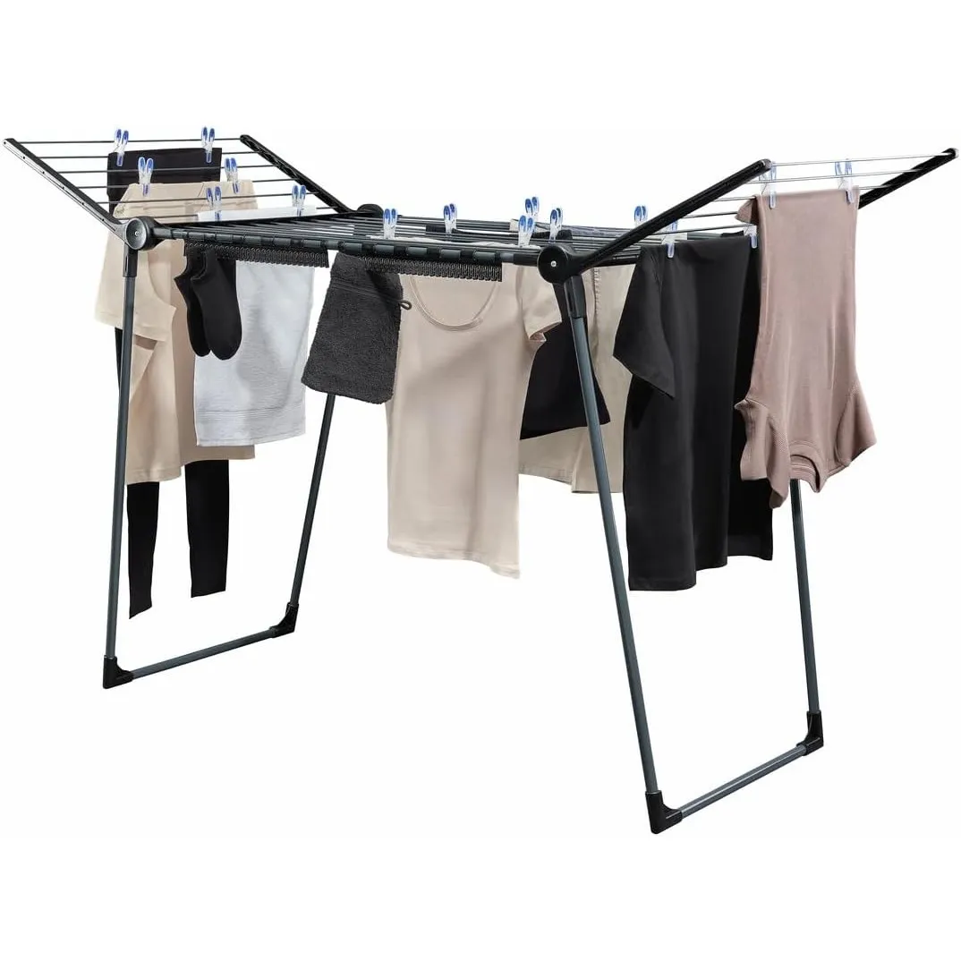 Leifheit Wäscheständer Pegasus 180 Solid Black, 18m Trockenlänge, klappbar