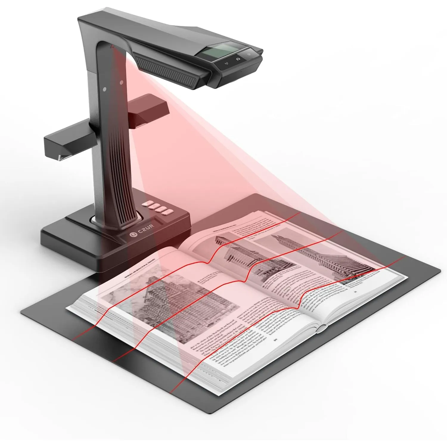 CZUR ET24 Pro A3 Buchscanner 24MP Scanner mit HDMI, A3 Scanner mit Laser Verflachungstechnologie, OCR 180+Sprache, Doku…