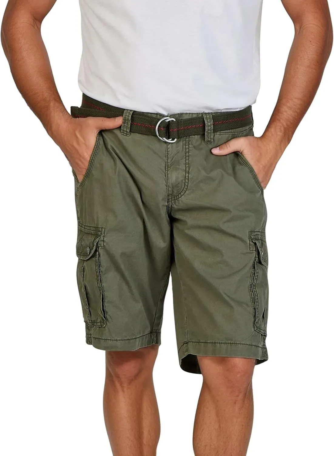 Timezone Cargo Shorts Men's with Belt Regular Fit MaguireTZ Short Trousers Cargo Shorts Summer 100% Cotton Beige Grey G…
