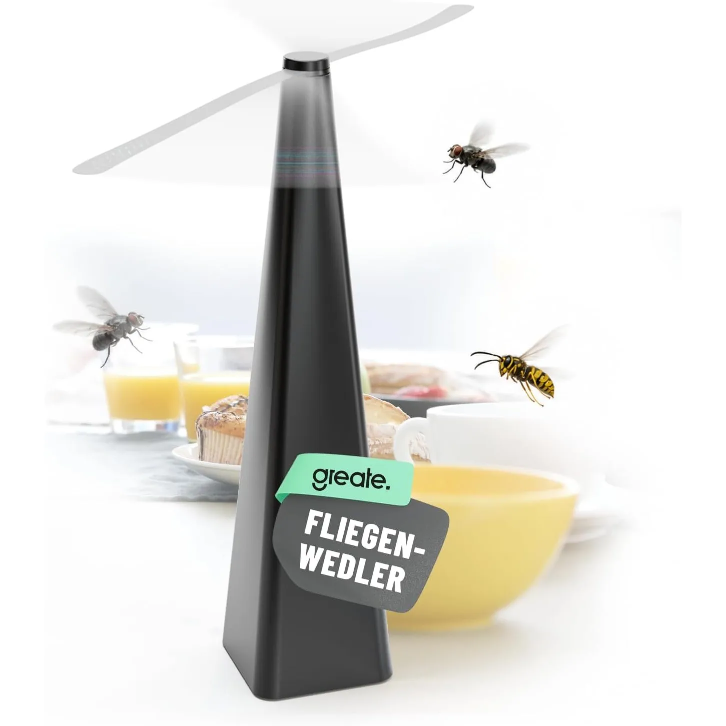 greate Fliegenwedler für Tische oder zum Aufhängen - Fliegenvertreiber ohne Chemie & Verletzungsgefahr - Fliegen Ventil…