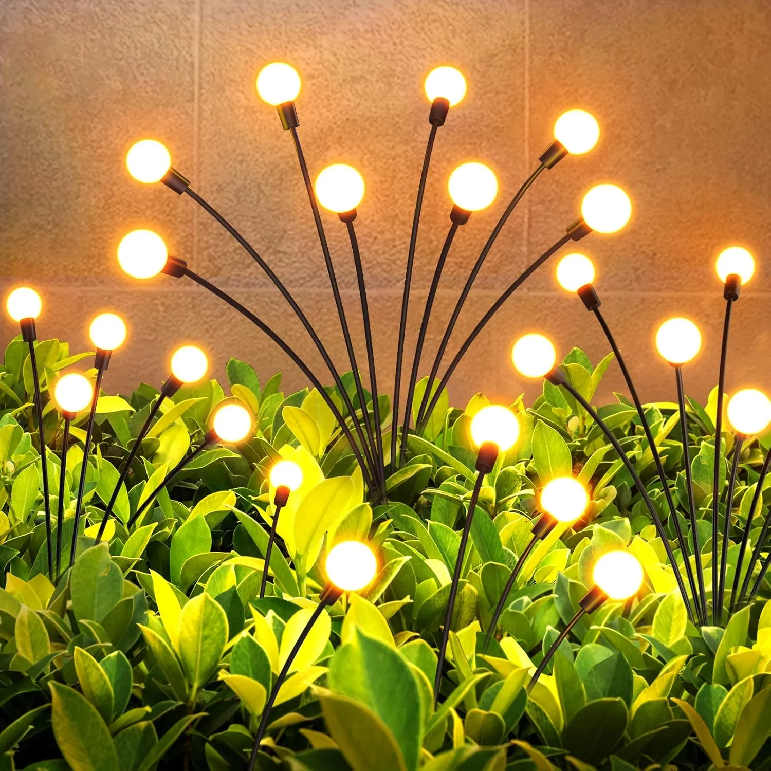 GEARLITE Firefly Solar Lights for Outdoor Garden Pack of 4 32 LED Super Bright 2 Light Modes Firefly Solar Lights for O…