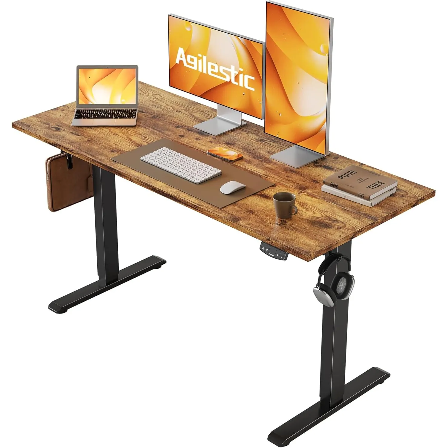 Agilestic Höhenverstellbarer Schreibtisch 120 x 60 cm | Schreibtisch höhenverstellbar elektrisch, 2 Speicherplätze, Ste…