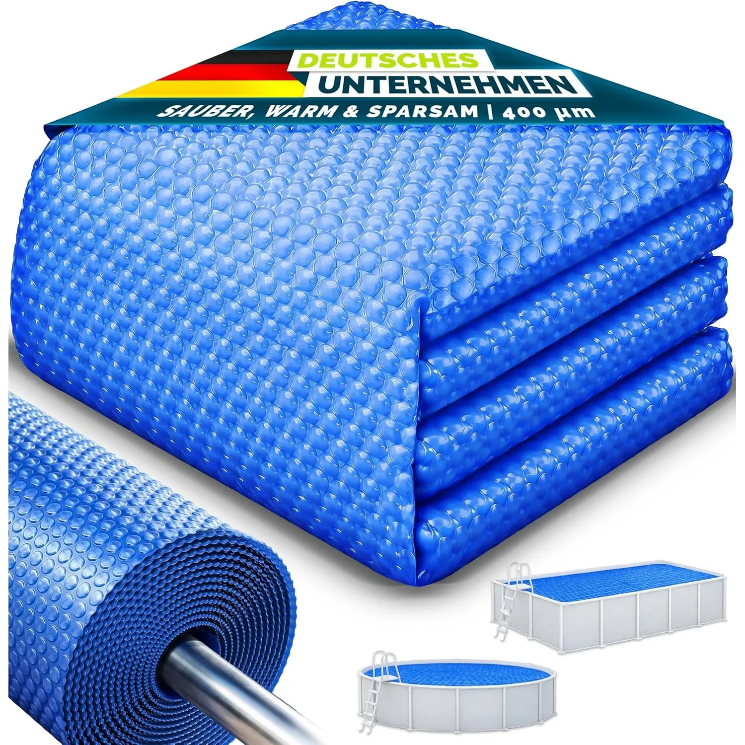 tillvex® Premium Pool Solarplane 400 µm Rechteckig 300x200cm zuschneidbar