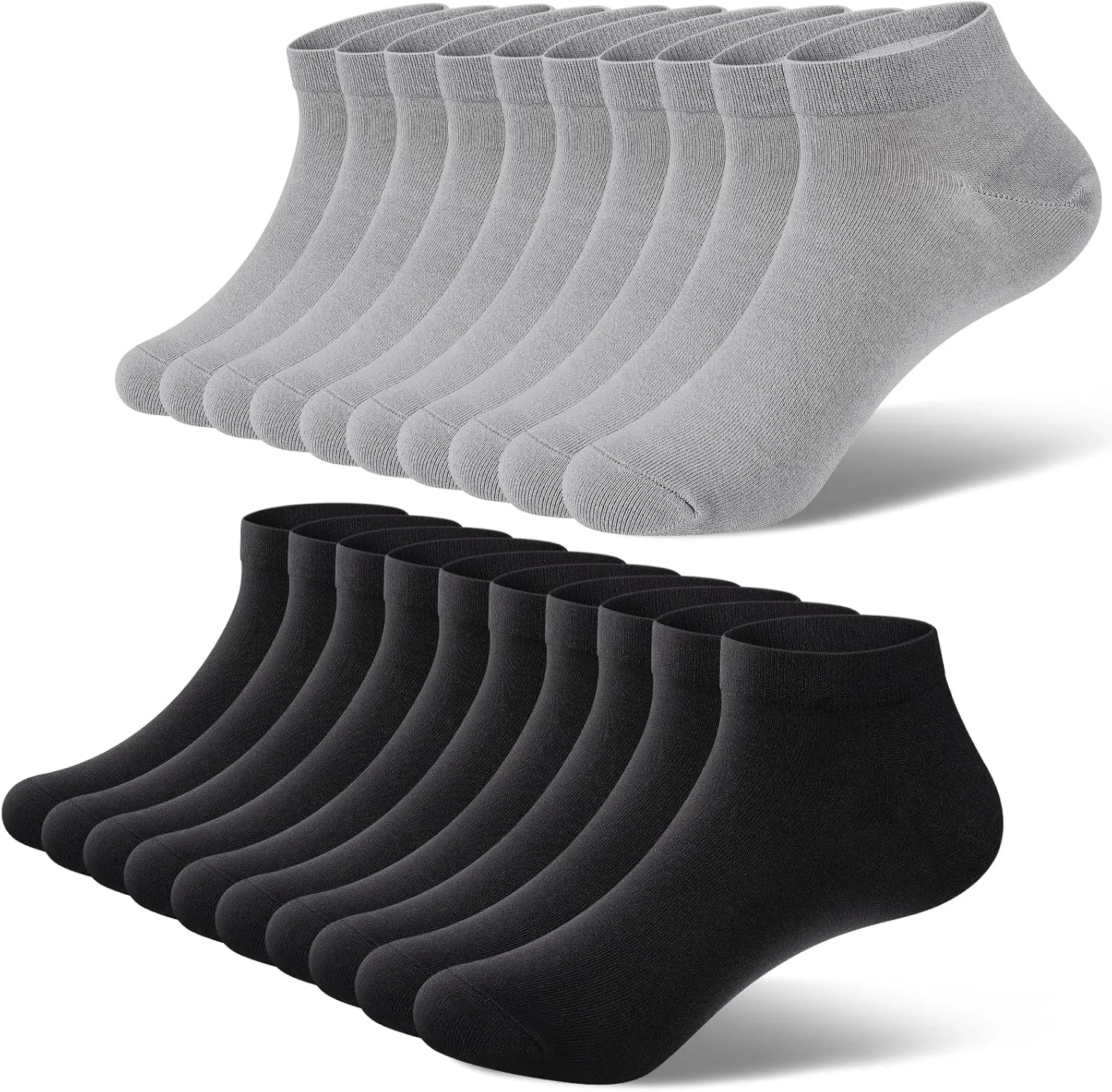 Sneaker Socken Herren Damen Baumwolle 10 Paar Sneakersocken Kurz Sneakersocken Socks Unisex Schwarz Weiß Grau