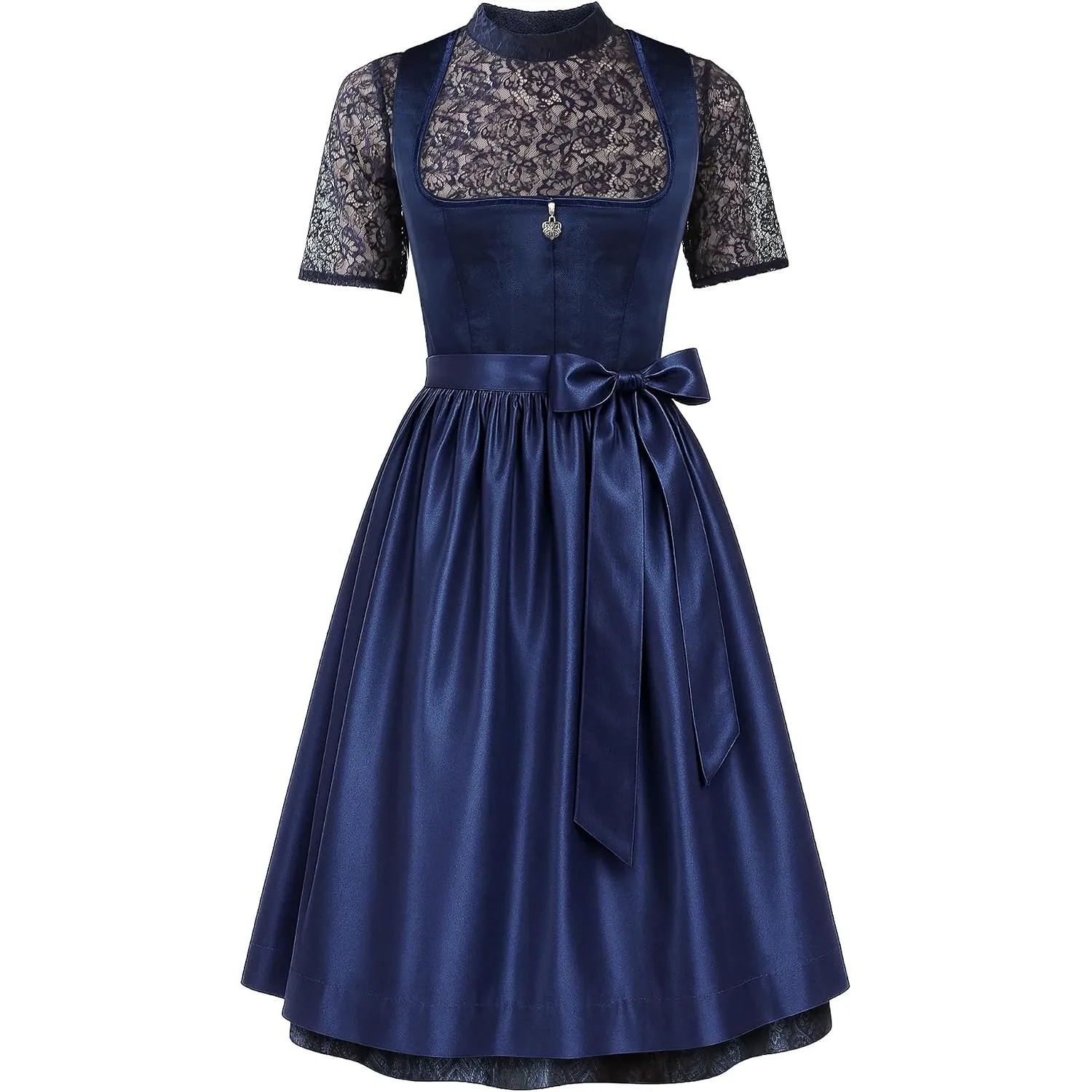 Dirndl Damen midi Lang Dirndl Trachtenkleid Trachtenrock Dirndl-Komplettsets Trachtenmode Trachten Damen mit 3 Teilig D…