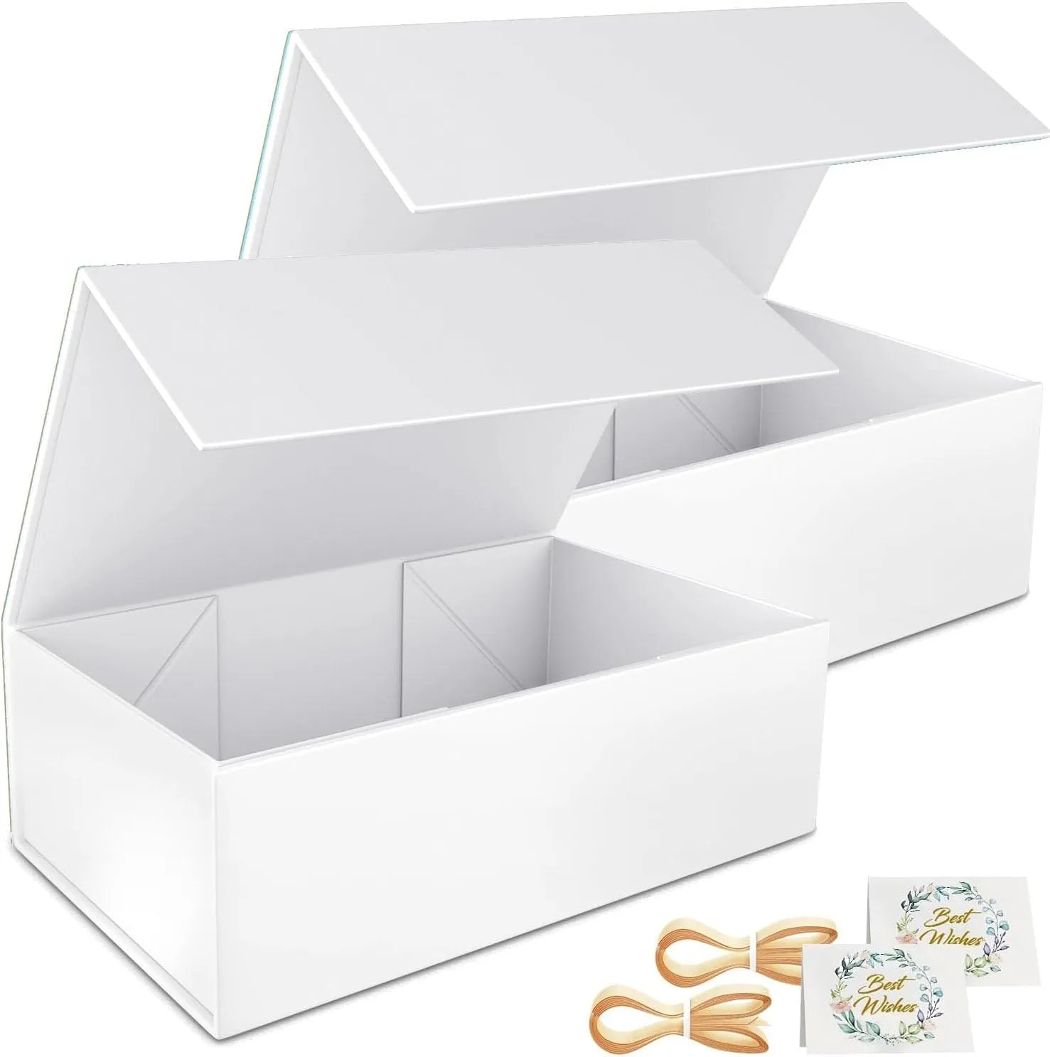 Pack of 2 Gift Boxes, 24 x 15 x 7.6 cm Gift Boxes for Presents with Lids Magnetic Closure Rectangle Collapsible for Gro…