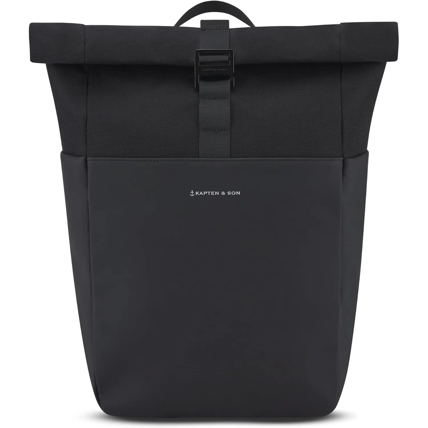 Kapten & Son Rucksack Lund Basic All Black 16-18 L | Rolltop Rucksack Damen & Herren | Handgepäck Rucksack mit 14'' Lap…