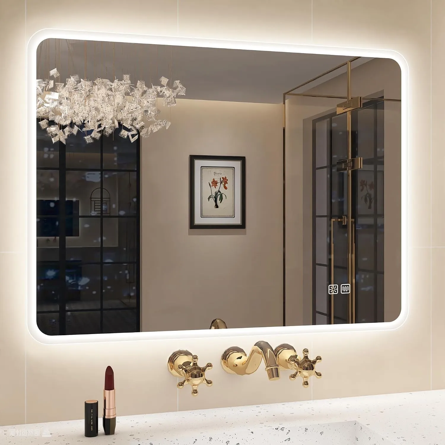 STARLEAD Badspiegel-mit-Beleuchtung 80x60cm, Dimmbar, 3 Farbtemperaturen 3000K-6500K, Badezimmerspiegel mit Entfoggen, …