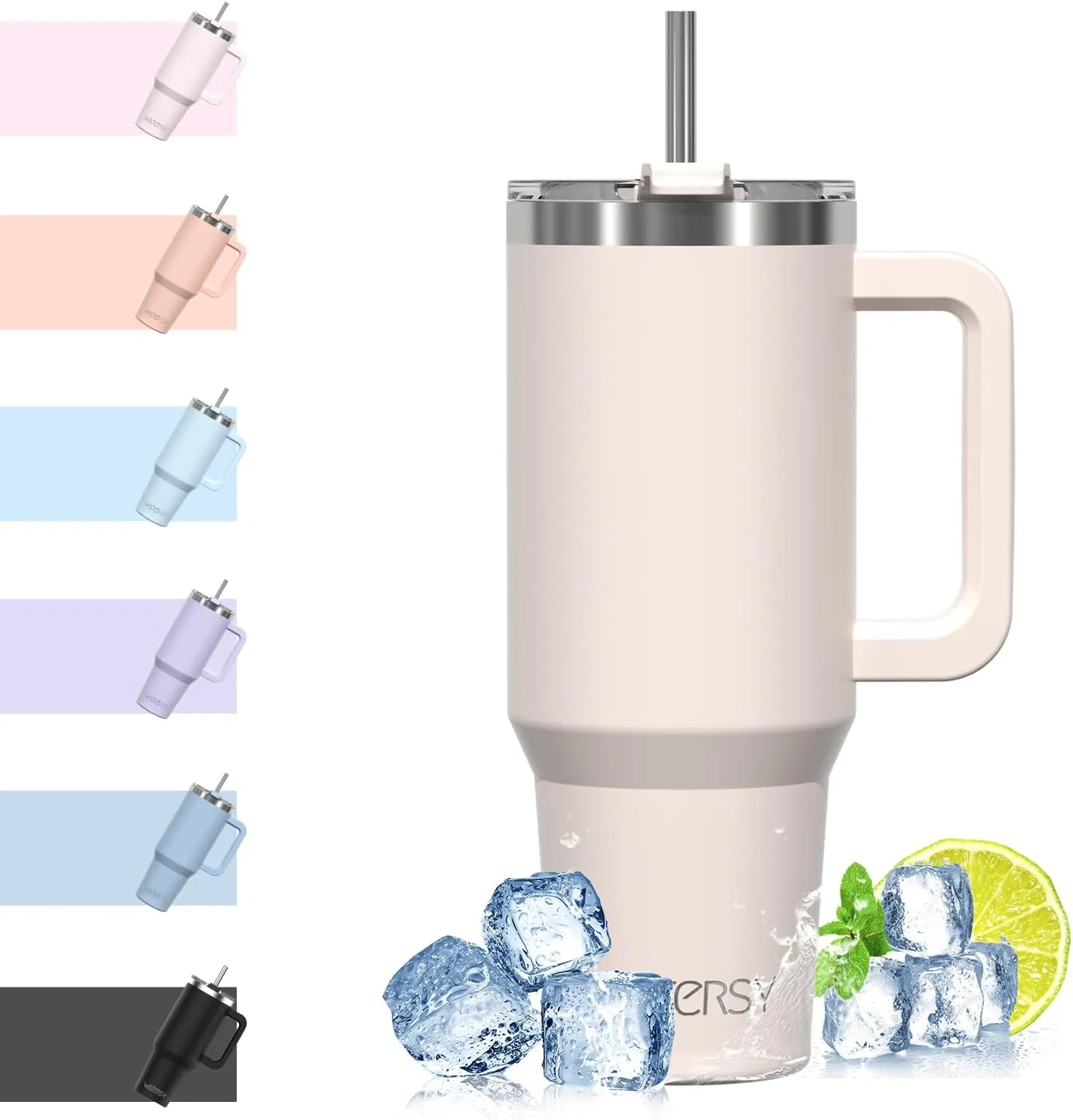Watersy 1.13 Litre Coffee Mug to Go, Thermal Mug, Double-Walled Stainless Steel Vacuum Leak-Proof Drinking Cup with Han…