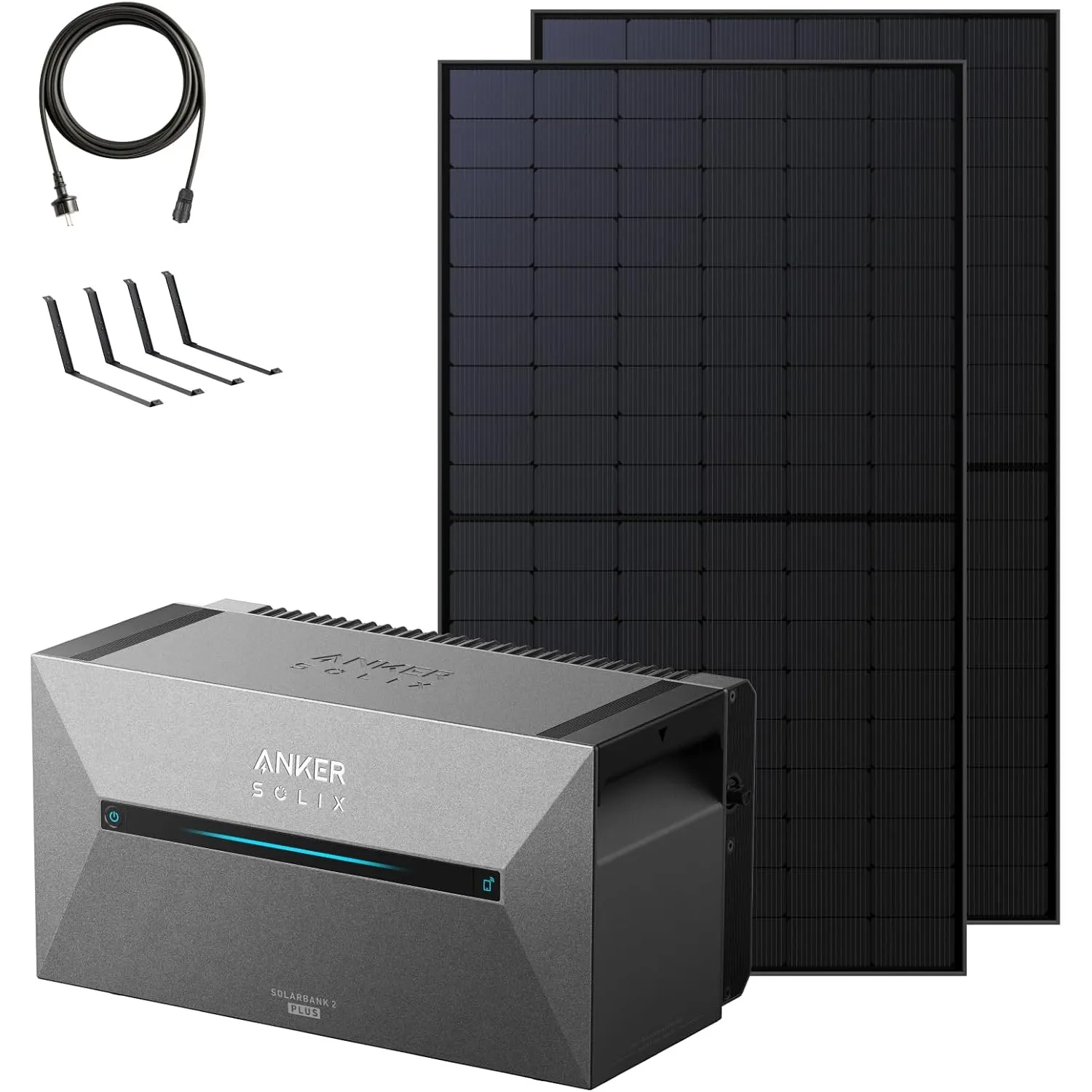 Anker SOLIX 2 Plus Solarbank + 2× 500W Topcon Solarpanel+Bodenhalterung