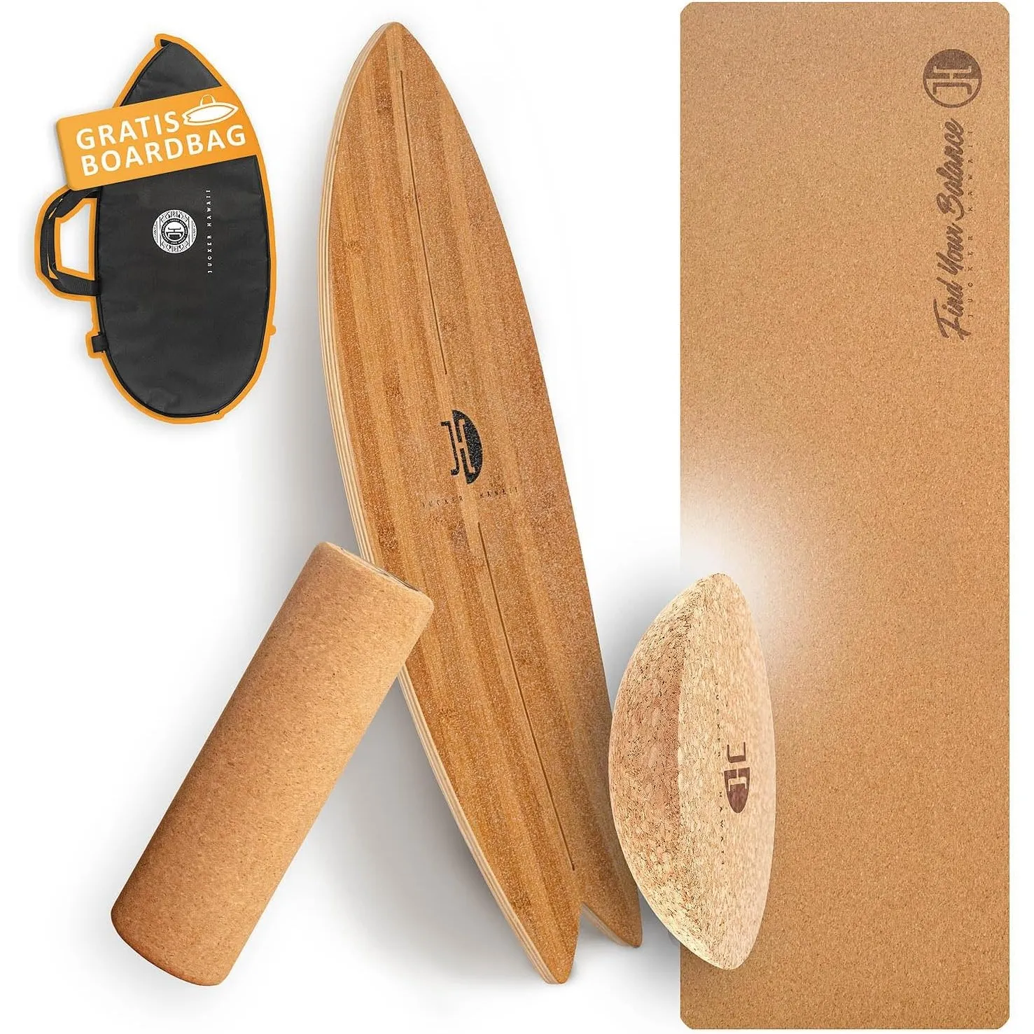 JUCKER HAWAII Balance Board Ocean Rocker - Balanceboard mit Rocker Shape (100% Echtholz) und extra rutschfester Oberflä…