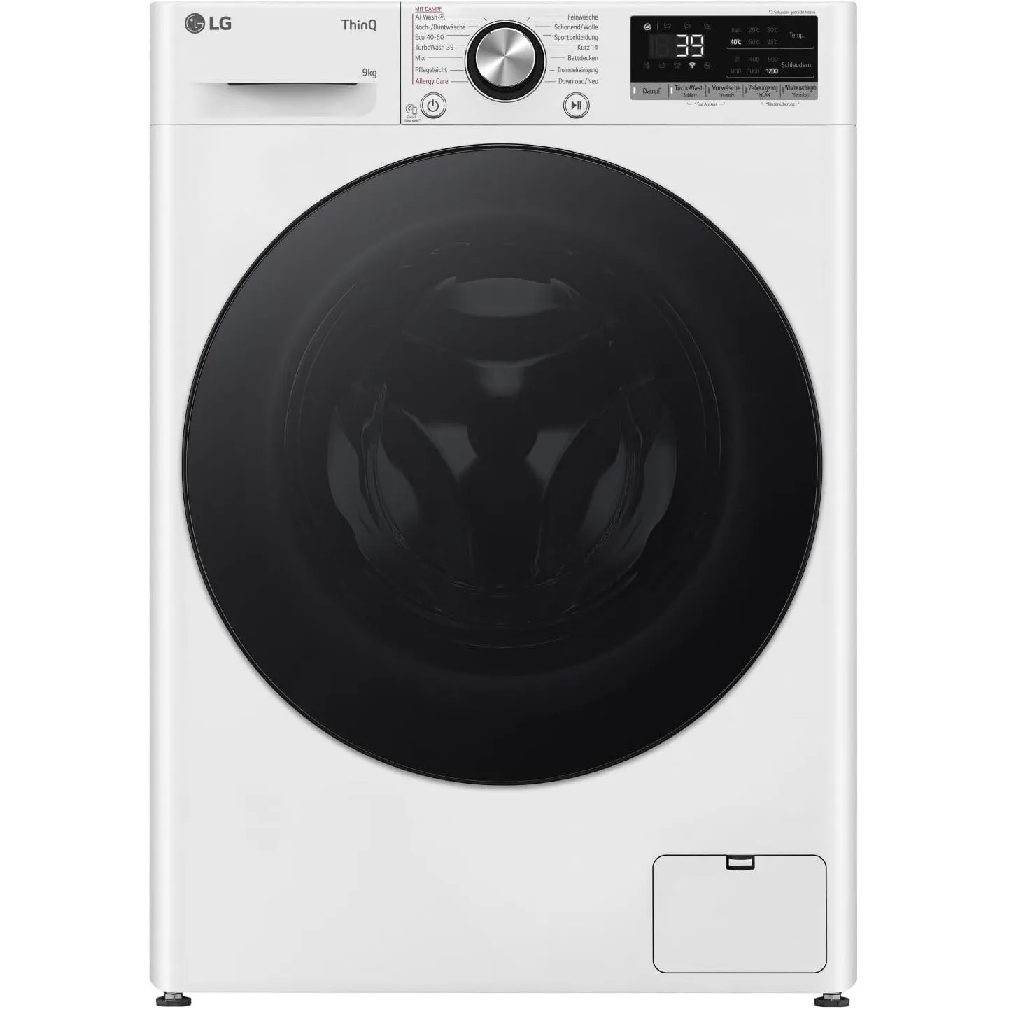 LG F2V7SLIM9, Klasse A, Waschmaschine Slim 9 kg, 60x47.5x85 cm, Wi-Fi, AI Direct Drive, Tiefenreinigung mit Dampf, Turb…
