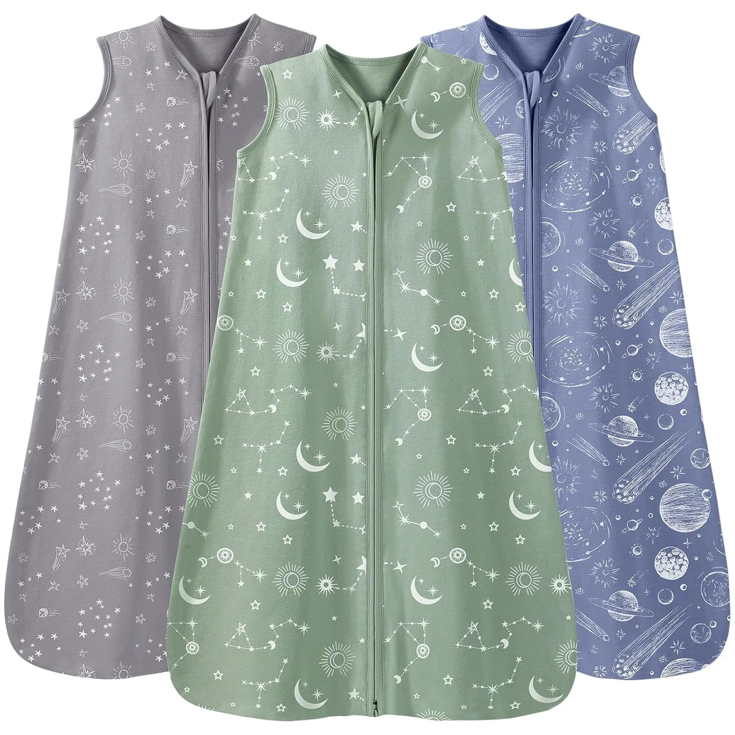 Unnivoll 3er Pack Schlafsack Baby Sommer 0.5 Tog 100% Baumwolle Sommerschlafsack Babyschlafsack 6-12 monate 78 cm für J…