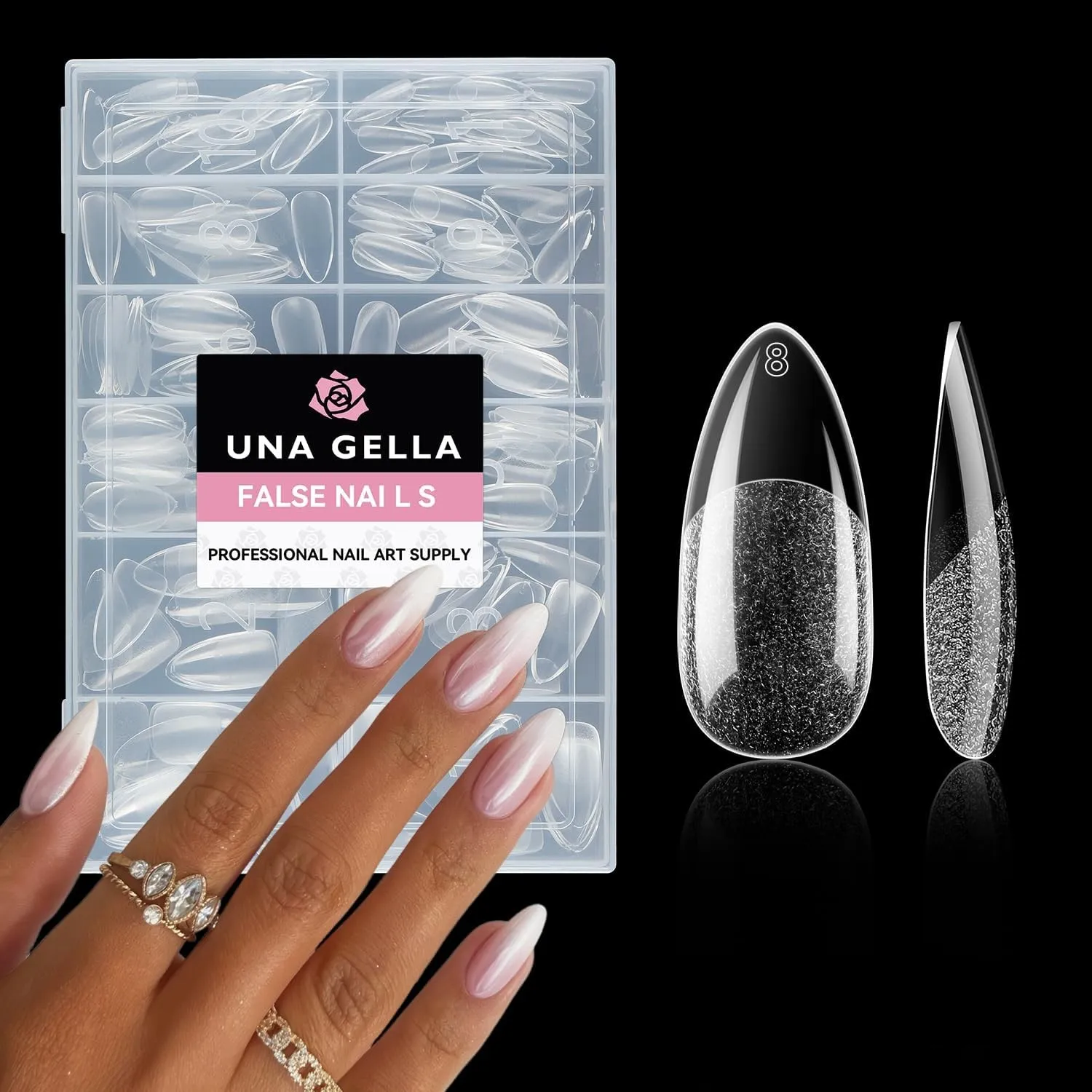 UNA GELLA Mandel Tips für Gelnägel, 216 Stück 12 Größen Nageltips Oval & Almond Soft Gel Full Cover Tips Press-on-Nails…