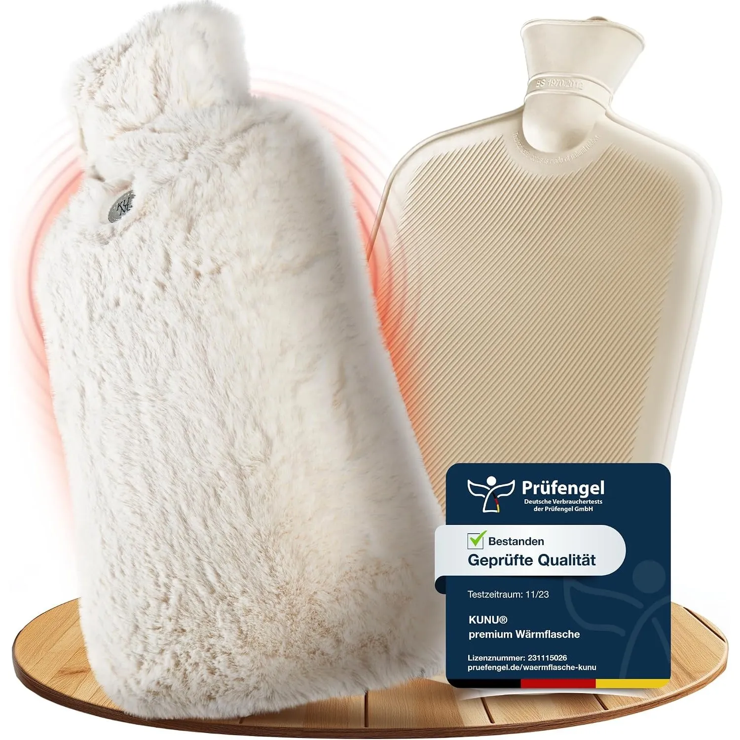 KUNU® die besondere XXL Wärmflasche - 3.4l - inkl. Geschenkverpackung - mit extra Bezug - unwiderstehlich flauschig - p…