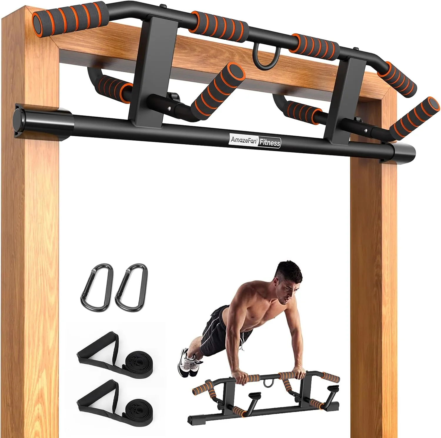 AmazeFan Klimmzugstange Türrahmen, 2024 Upgrade Pull Up Bar mit vielfältigen Griffmöglichkeiten, Mit Zusätzlichen Schli…