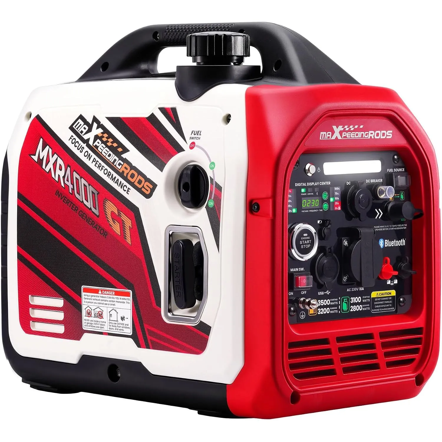 maXpeedingrods Inverter Stromgenerator 3500W Benzin LPG mit Bluetooth® App | App Fernbedienung Elektrostart Dual Fuel S…
