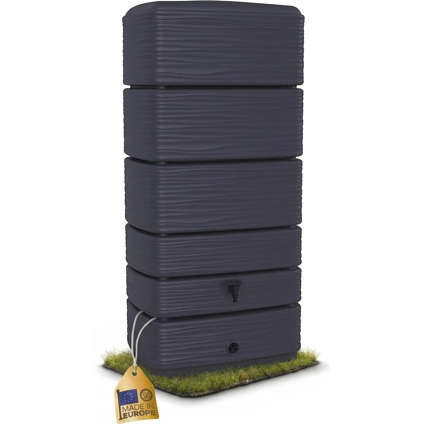 Ondis24 Regenwasser Wandtank Regenfass Eco 300 Liter Graphit anthrazit inkl. Wasserhahn