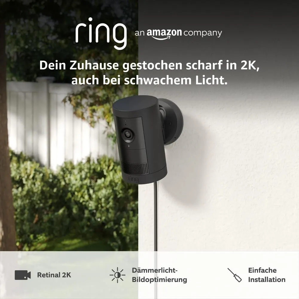 Ring Außenkamera Plus Netzstecker (Outdoor Camera Plus neueste generation) | 2K-Weitwinkelvideo | Kabellose Überwachung…