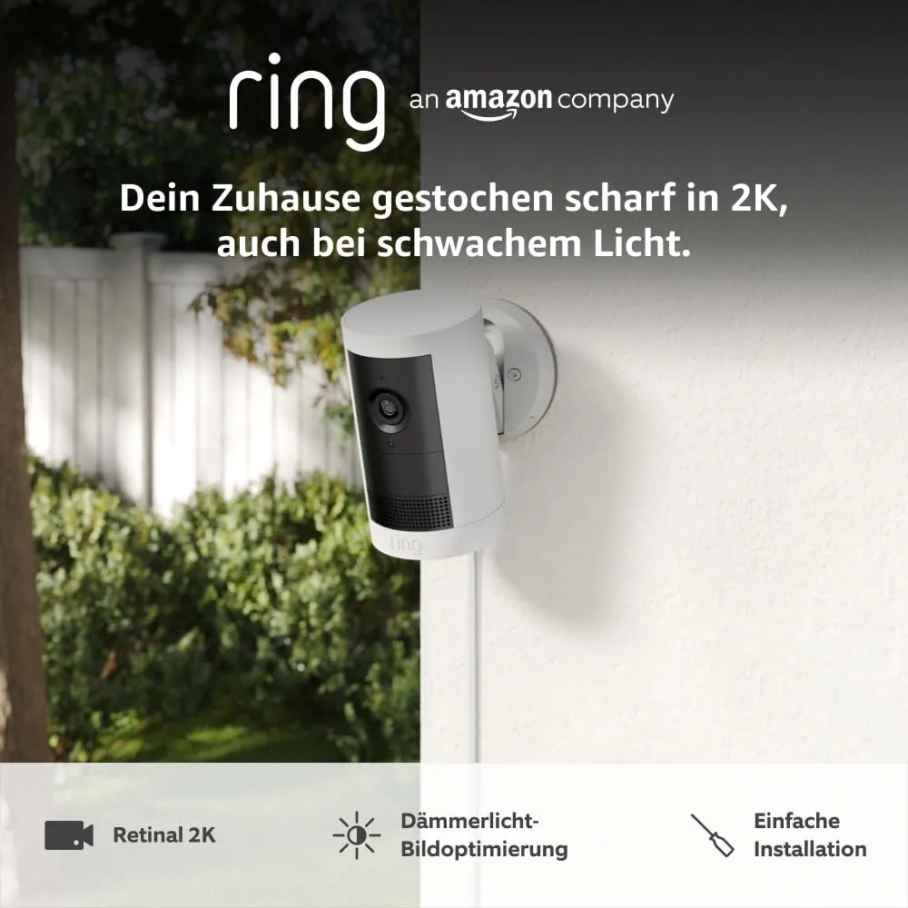 Ring Außenkamera Plus Netzstecker (Outdoor Camera Plus neueste generation) | 2K-Weitwinkelvideo | Kabellose Überwachung…