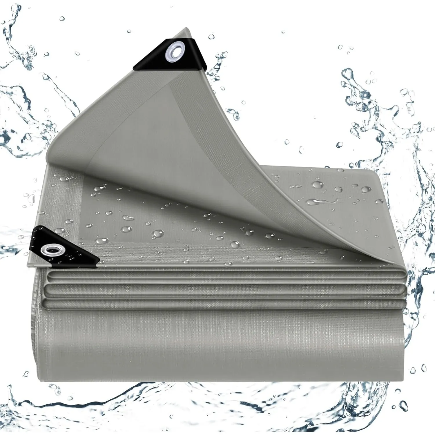 WOLTU Abdeckplane Wasserdicht PE 140g/m² mit Ösen 1,5x2m Grau | 140g/m²; PE; UV-beständig; wetterfest; reißfest; für Mö…