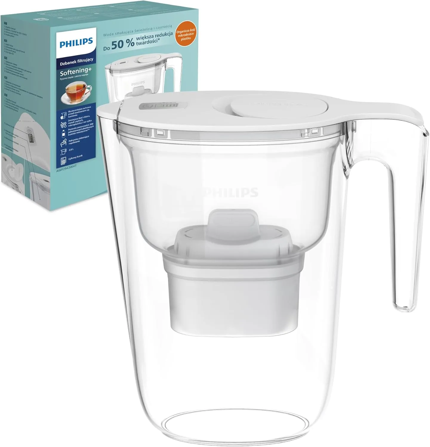 Philips Water Wasserfilterkanne +4 Antikalk+ Ersatzfilterkartuschen schneller Durchfluss elektronischer Timer reduziert…