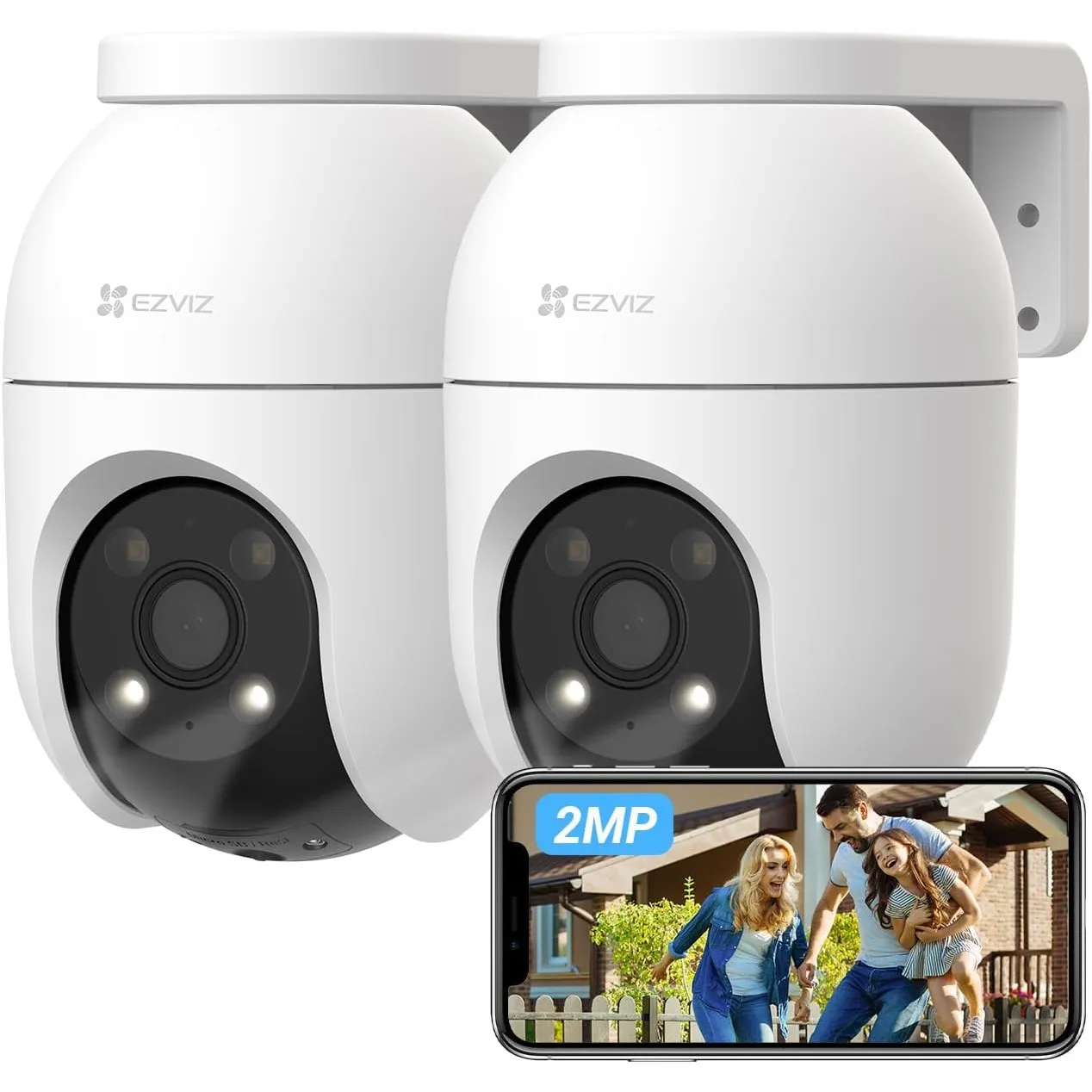 EZVIZ C8c 2MP Outdoor WLAN IP Kamera, 360 Grad Überwachung (2er Pack)