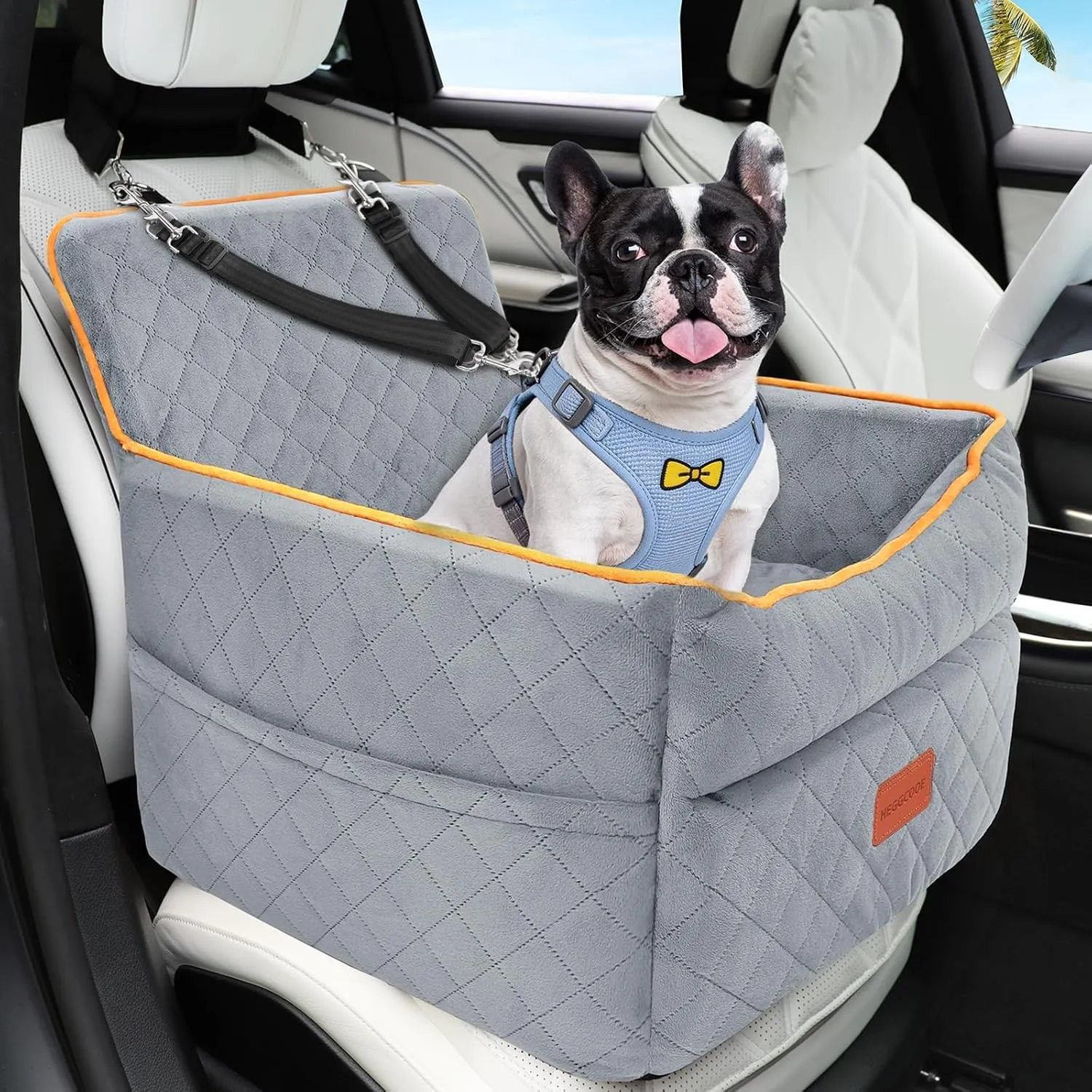 Hunde Autositz für kleine bis mittlere Hunde, Waschbarer hundesitz Auto mit Aufbewahrungstaschen, Ansteckbare Leine,ver…