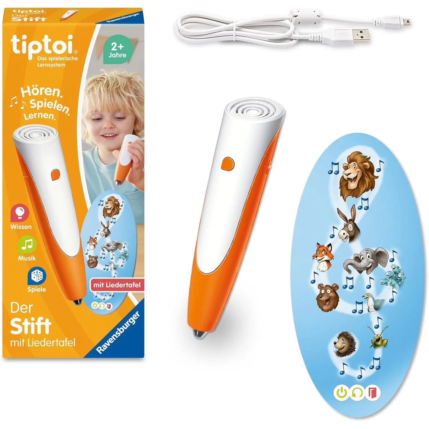 Ravensburger tiptoi Stift mit Liedertafel 00233 - Das spielerische Lernsystem, Lernspielzeug für Kinder ab 2 Jahren - M…
