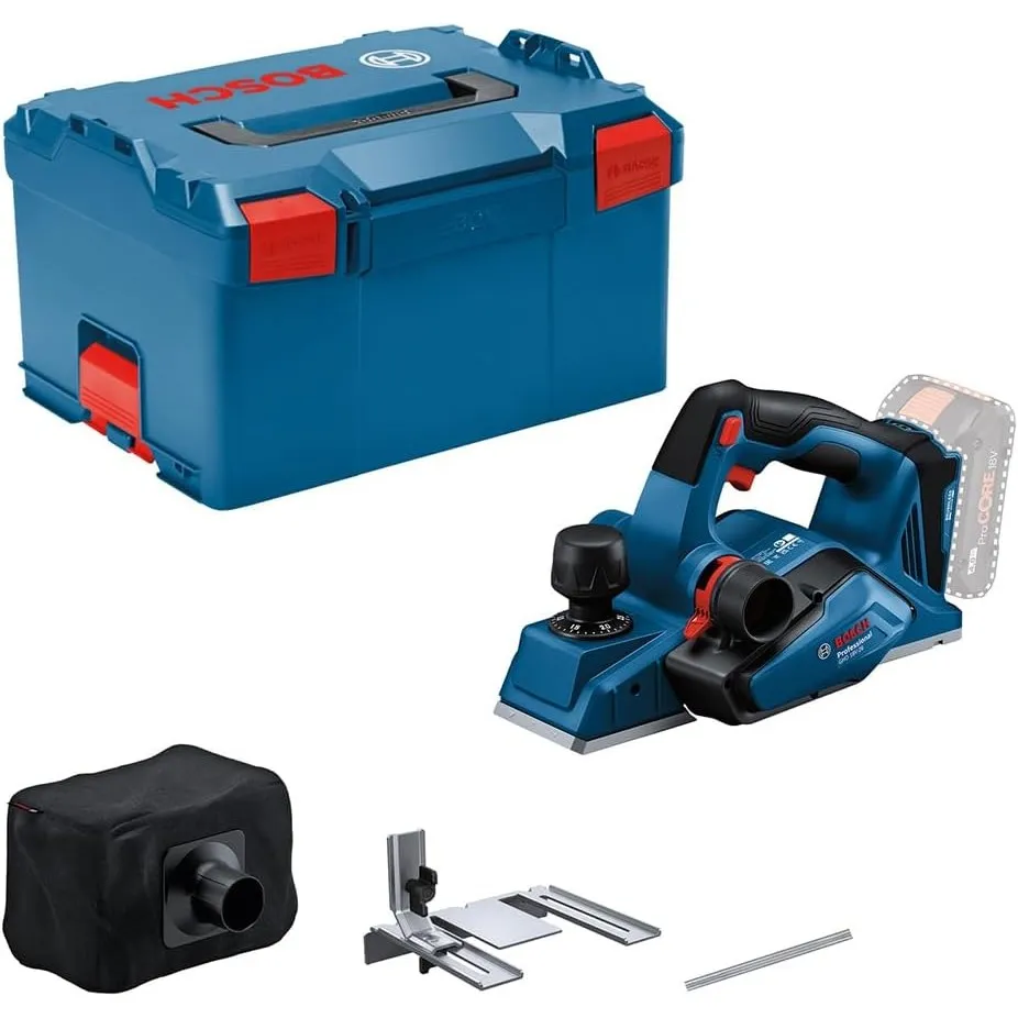 Bosch PRO 18V System Akku Hobel GHO 18V-26 (bürstenloser Motor, inkl. Staubbeutel, Parallelanschlag, 1x Wood Razor Wend…