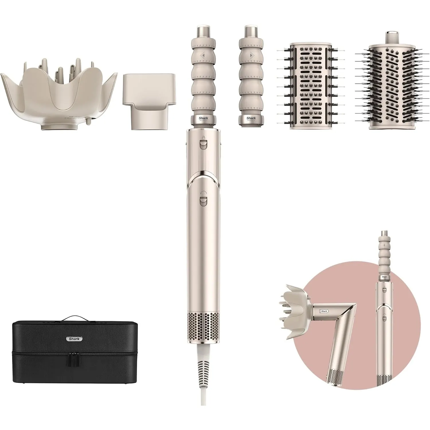 Shark FlexStyle 5-in-1 Luftstyler & Haartrockner, 1400W, Auto-Wrap-Lockenaufsatz, Paddle-Bürste, Ovalbürste, Konzentrat…