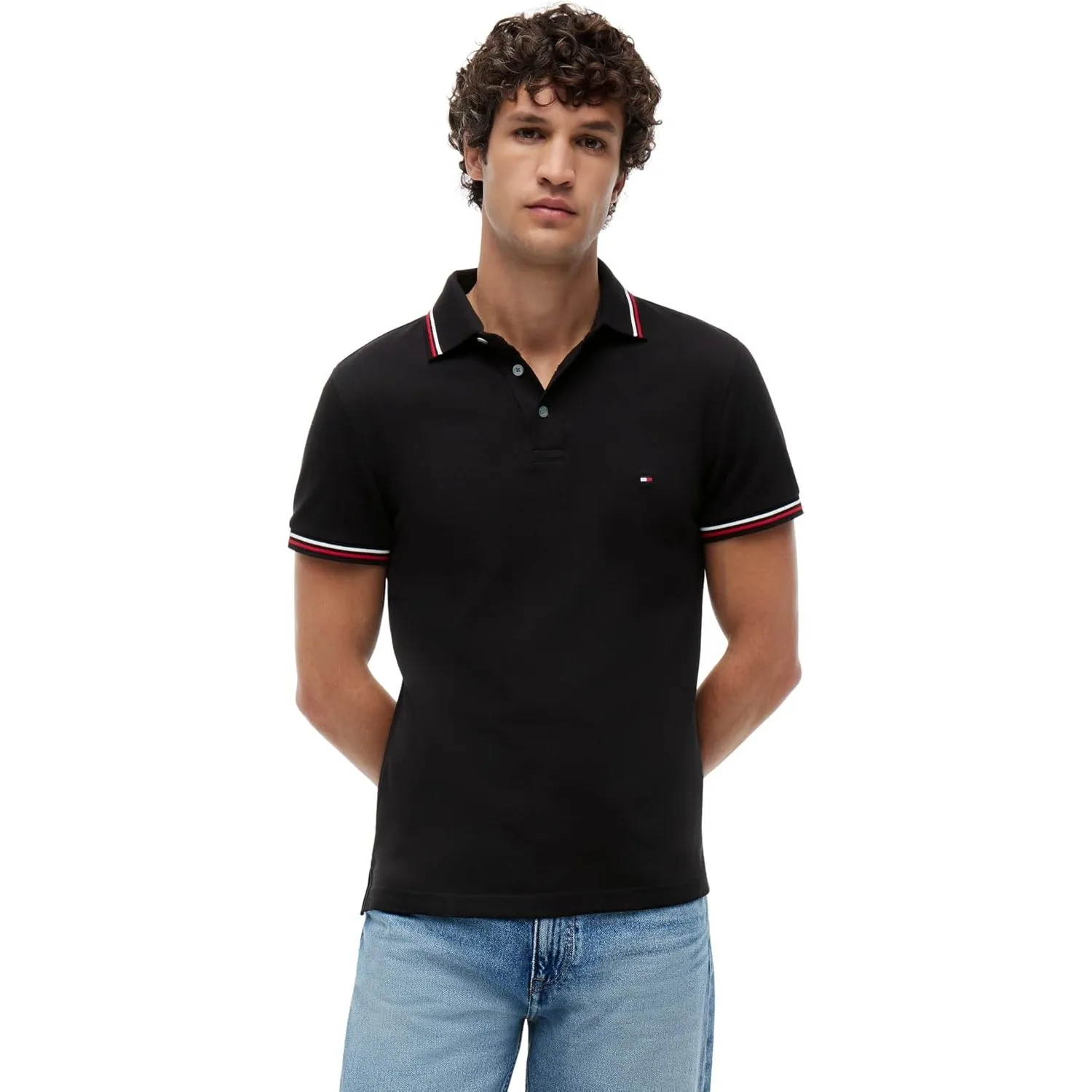 Tommy Hilfiger Herren Poloshirt Kurzarm Slim Fit mit Kontrast-Details