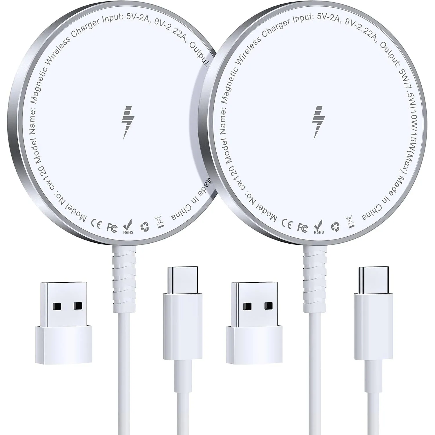 Mag-Safe Ladegerät für iPhone Ladestation: 2 Stück Magnet Wireless Charger