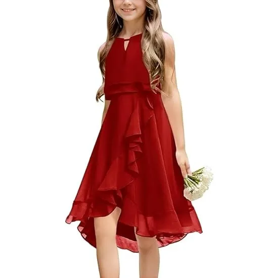 Haloumoning Mädchen Kleider Sommer Festlich Kleid Ärmellos Prinzessin Partykleid Brautjungfern Tanzen Ball Hochzeits Bl…