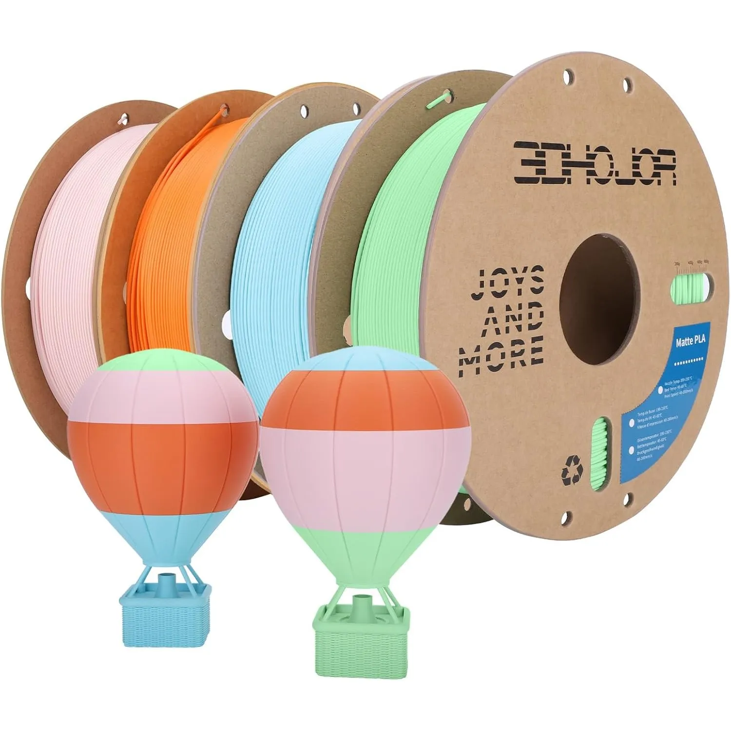3DHoJor Matte PLA Filament 4KG 3D Drucker Filament PLA Pastell 1.75mm
