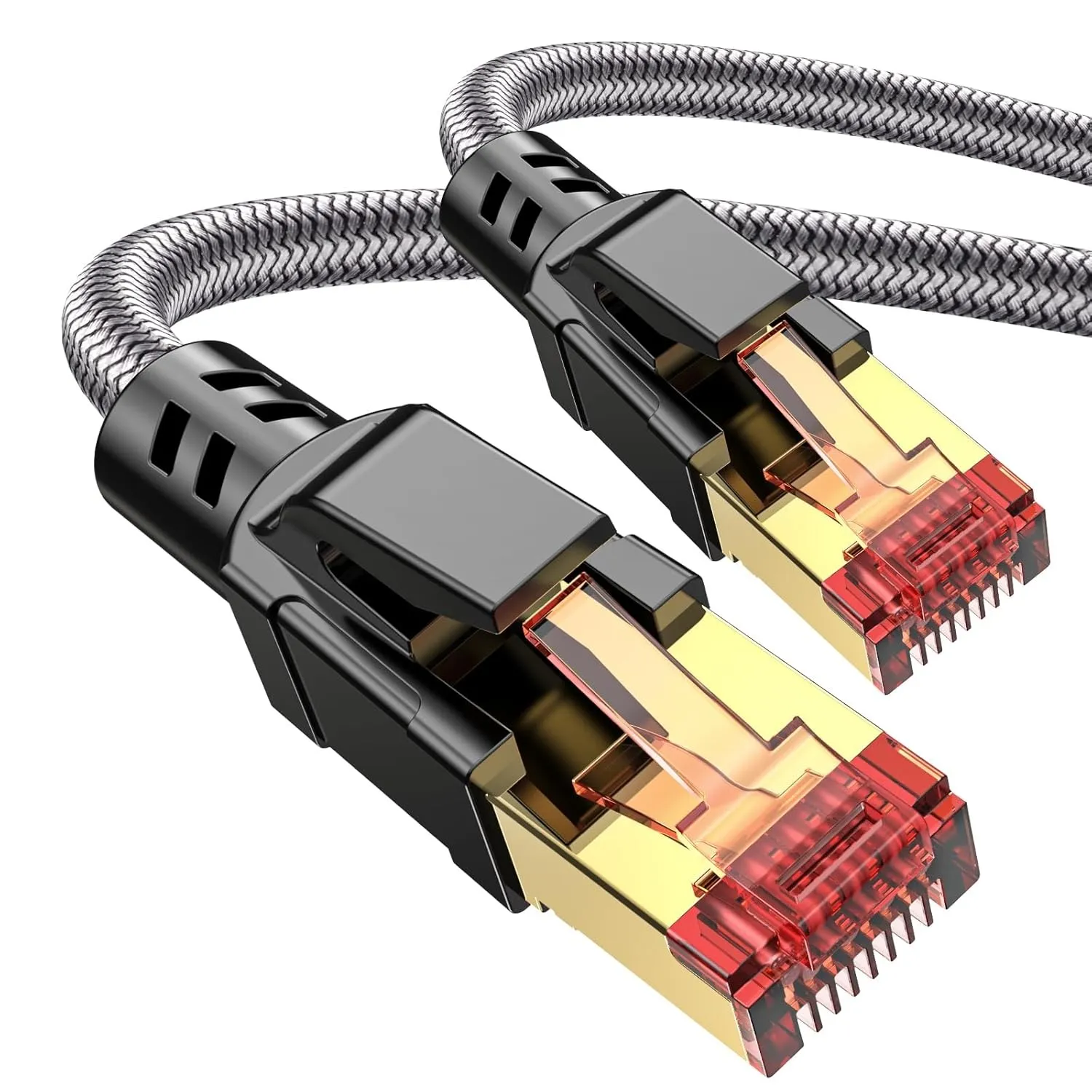 Cat 8 Lan Kabel 10meter,40Gbps Hochgeschwindigkeits Gigabit 2000MHz Geflochtener Netzwerkkabel Ethernet Kabel,S/FTP Pat…