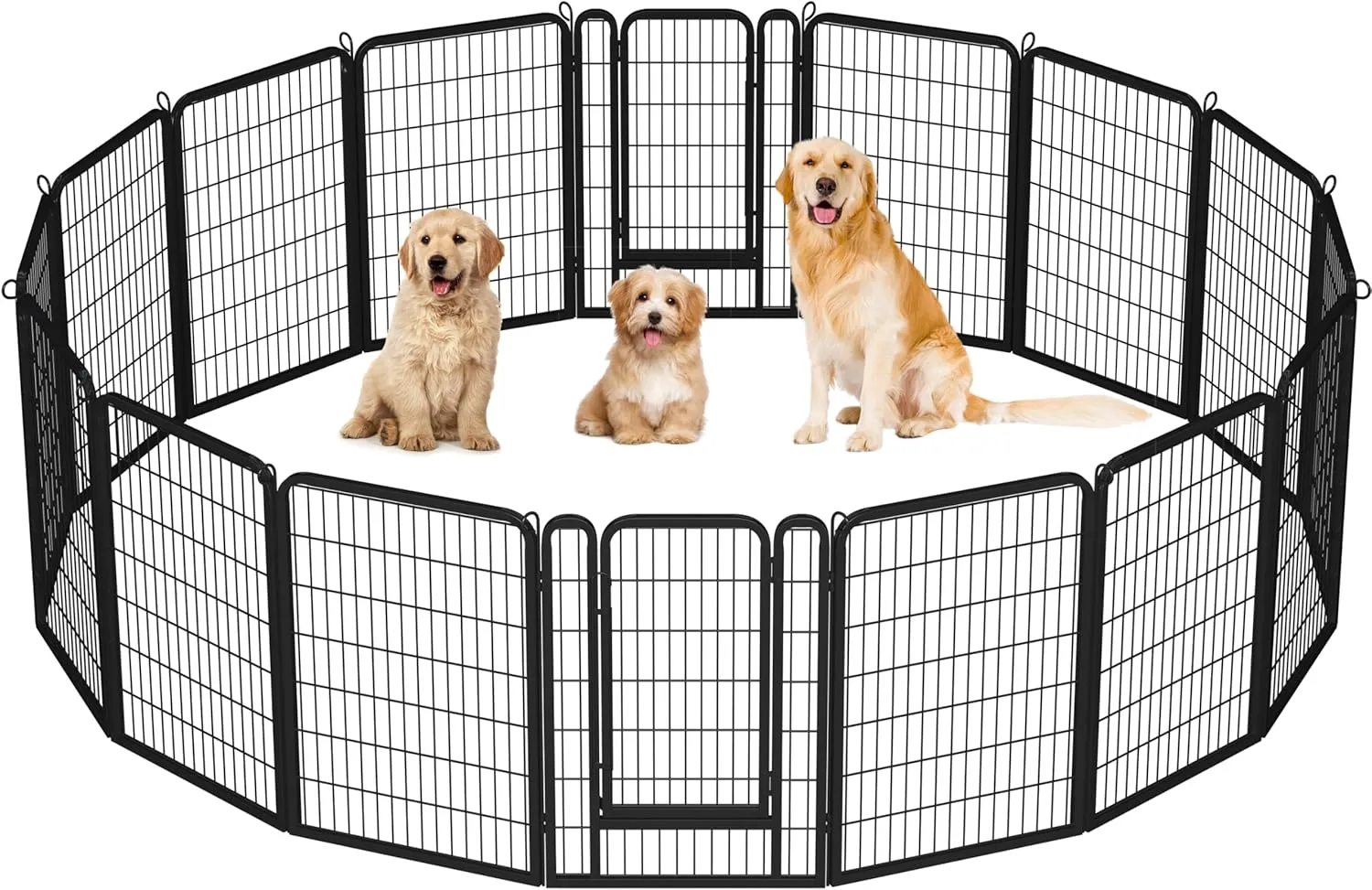 Yaheetech Puppy Run 16-Piece 100 cm High, Puppy Playpen with 2 Doors, Dog Fence for Garden, Automatic Locking, Foldable…