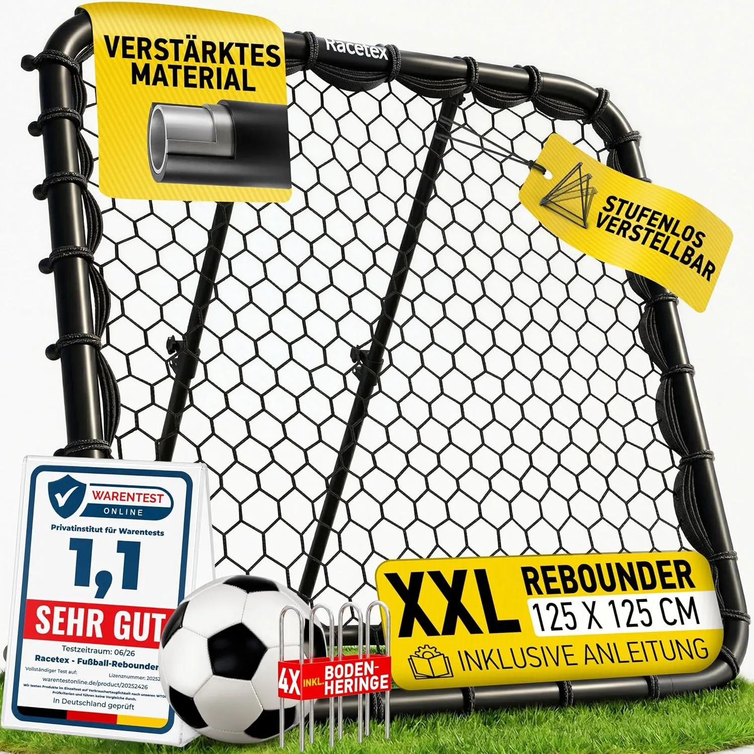 Racetex Rebounder für Fußball - Fussball Rebounder mit robuster Konstruktion